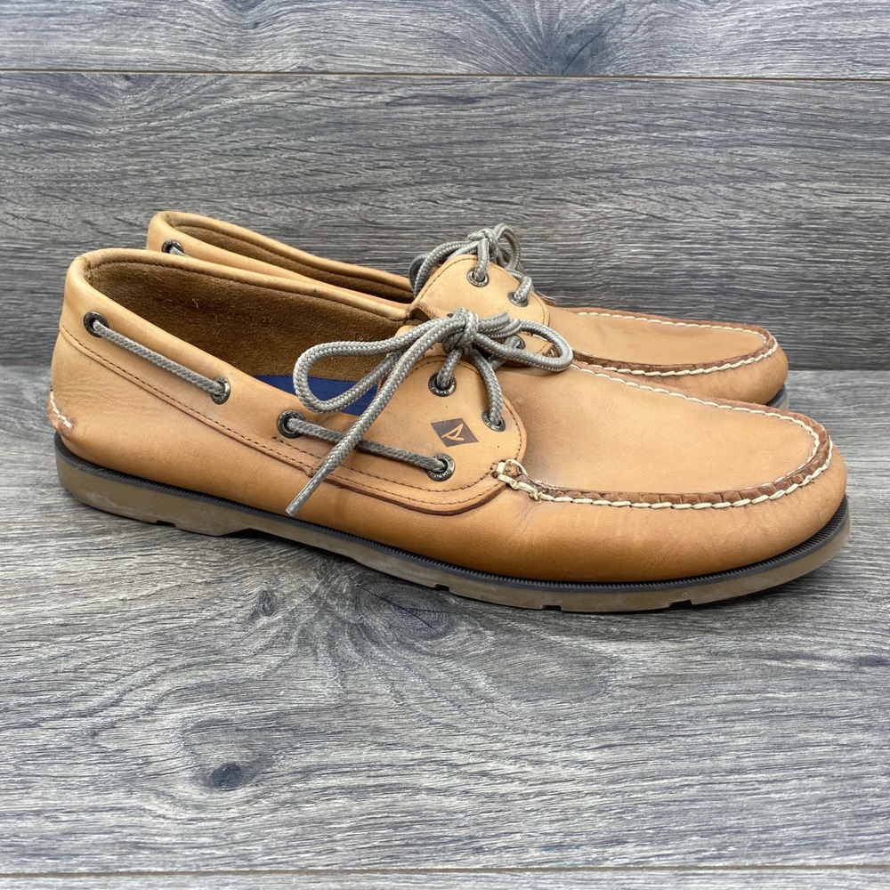 Sperry Top-Sider Boat Shoes Mens 12W Tan Leather Authentic Original 0777894